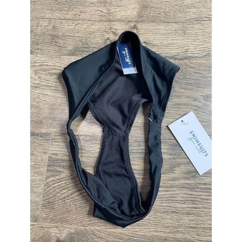 NWT Womens Swimsuits For All cheeky low rise black bikini bottoms size 10‎
